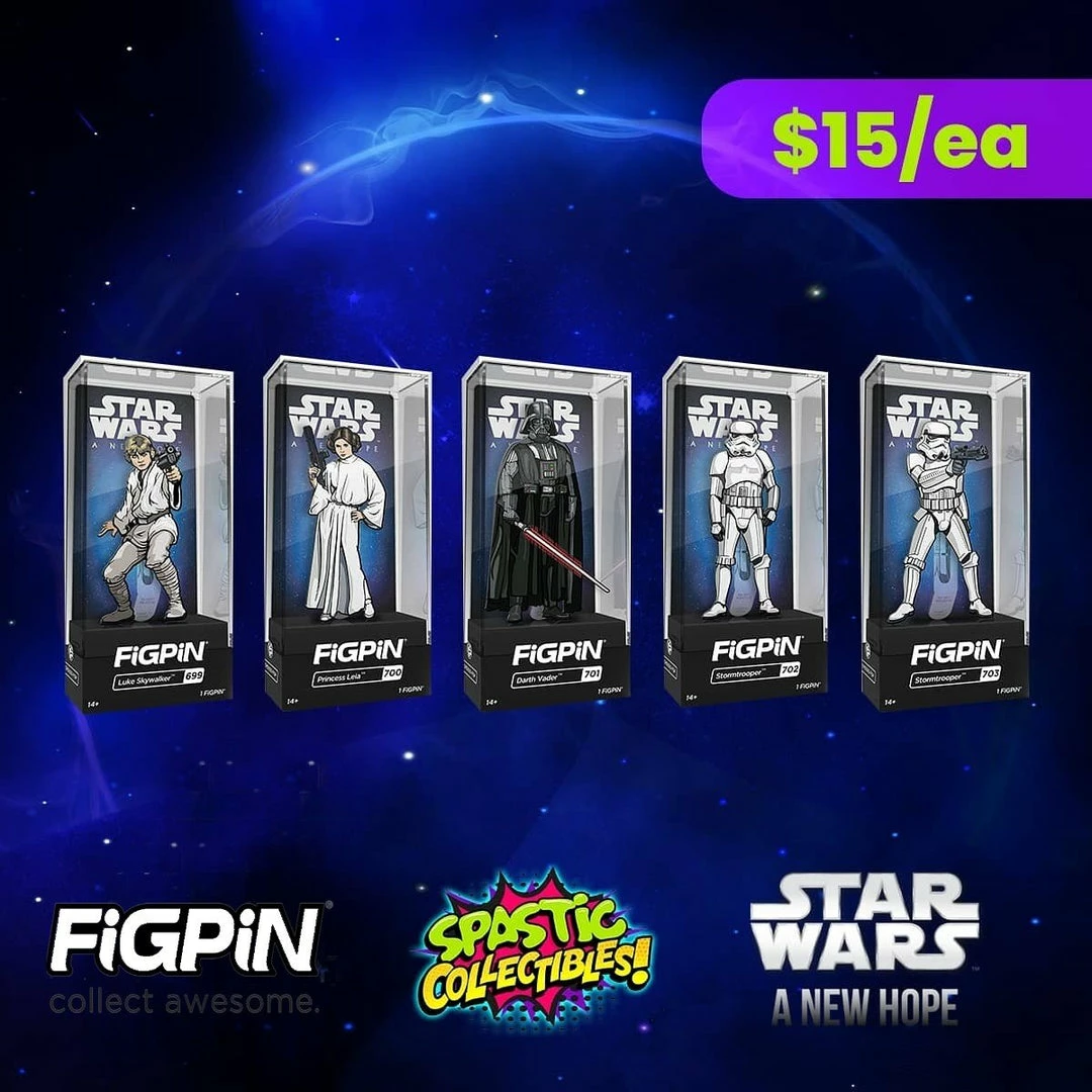 Wholesale π₯ Spastic Pops FiGPiN Classic Star Wars: A New Hope - Set Of 5 (1ST EDITION LE6K) All In Stock! π― 3 Spastic Pops FiGPiN Classic Star Wars: A New Hope - Set Of 5 (1ST EDITION LE6K) All In Stock!
