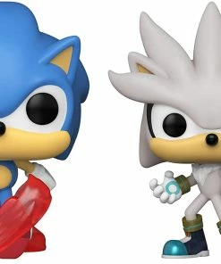Spastic Pops Funko Games: POP! Sonic Set Of 2 - Running Sonic + Silver The Hedgehog The Drop!