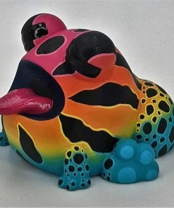 Spastic Pops SUNS OUT BUNS OUT Custom 1 Of 1 Ributt Vinyl Figure: “Rainbow Poison Dart Toad” By Kendra Thomas Designer Brands!